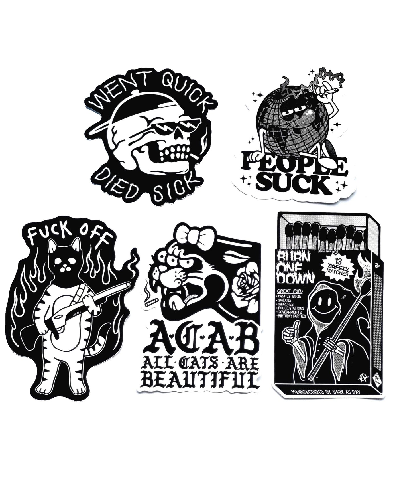 Dark As Day Monochrome Sticker Pack